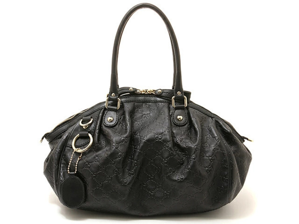 Gucci Guccissima Sukey Handbag Black Leather